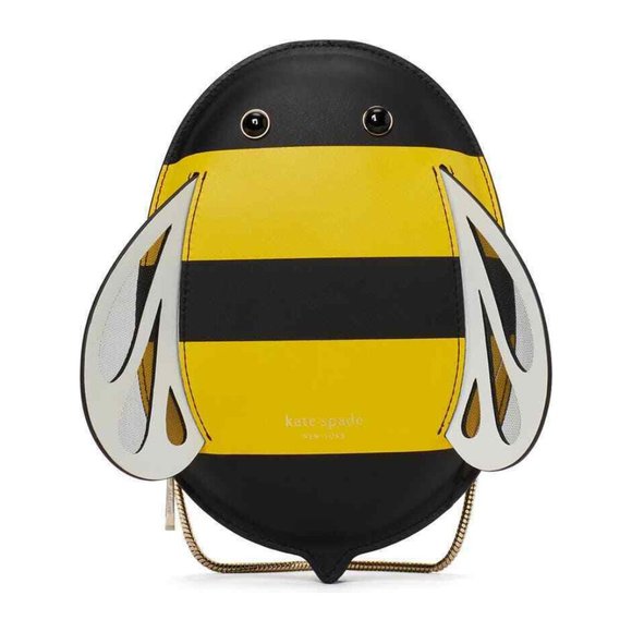 kate spade Buzz Bee Shaped Crossbody Snake Chain Strap Yellow Multi White Wings